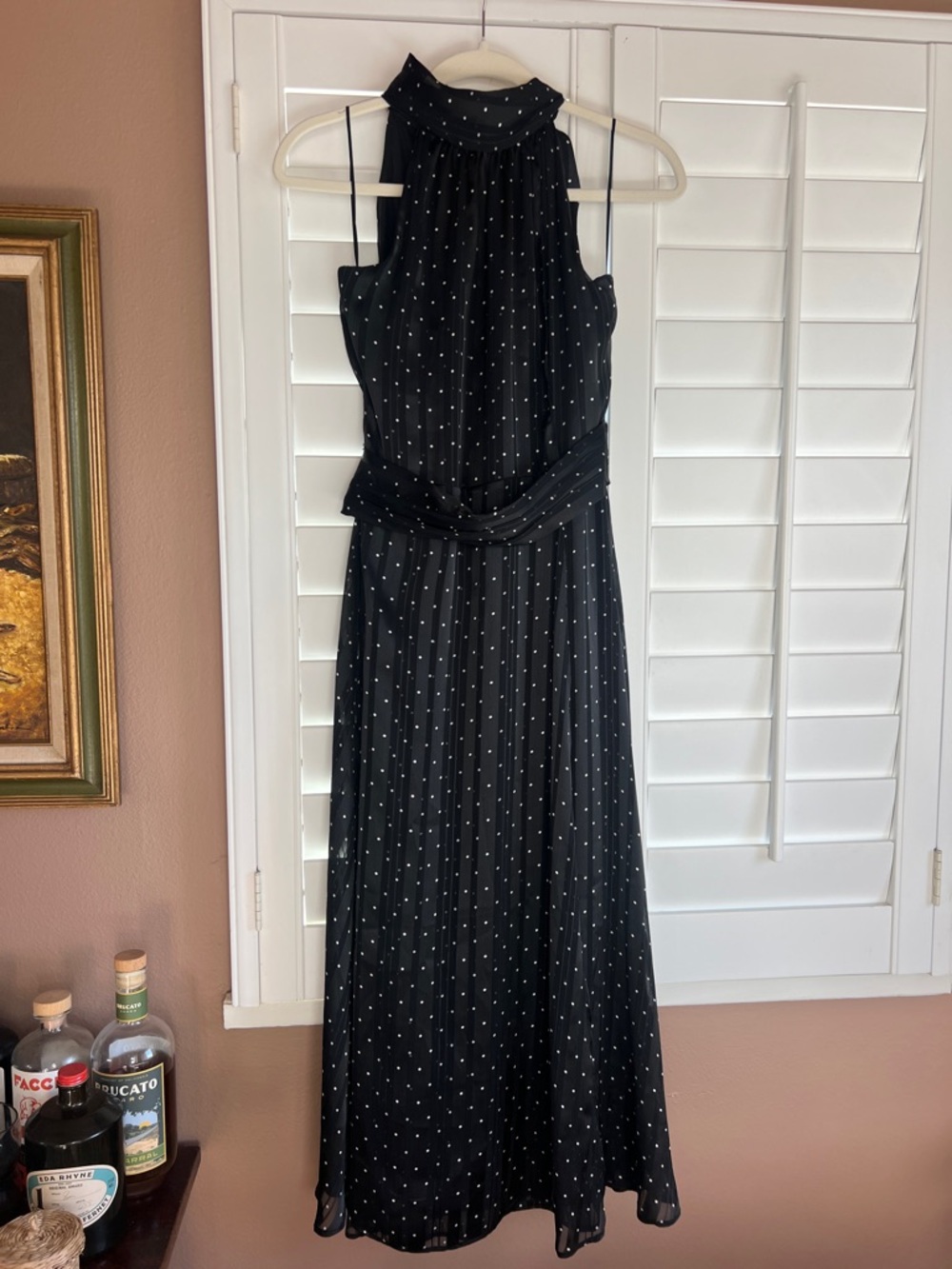 Sachin + Babi Black Polka Dot High-Neck Maxi Dress size 2